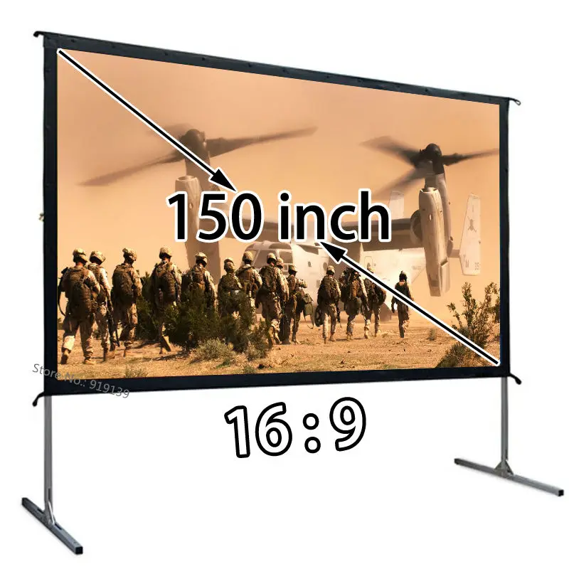 

Hot Selling 16:9 Fast Fold Projector Projection Screen With Front View 130.7x73.5 Inch Quick Install For Outdoor Indoor Movie