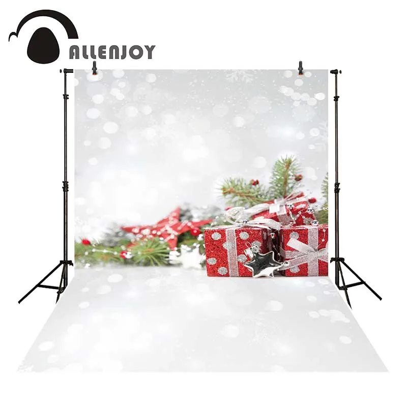 Allenjoy photography Background Christmas white Snowflake blur gifts stars backdrop for photo shoots studio photographic