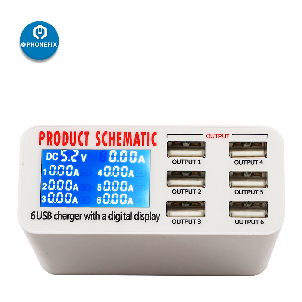 Multiporta USB Stazione di Ricarica Display Digitale UE STATI UNITI REGNO UNITO Spina 6 Porta Caricatore Del Telefono USB Rapid Stazione di Ricarica Per iPhone iPad