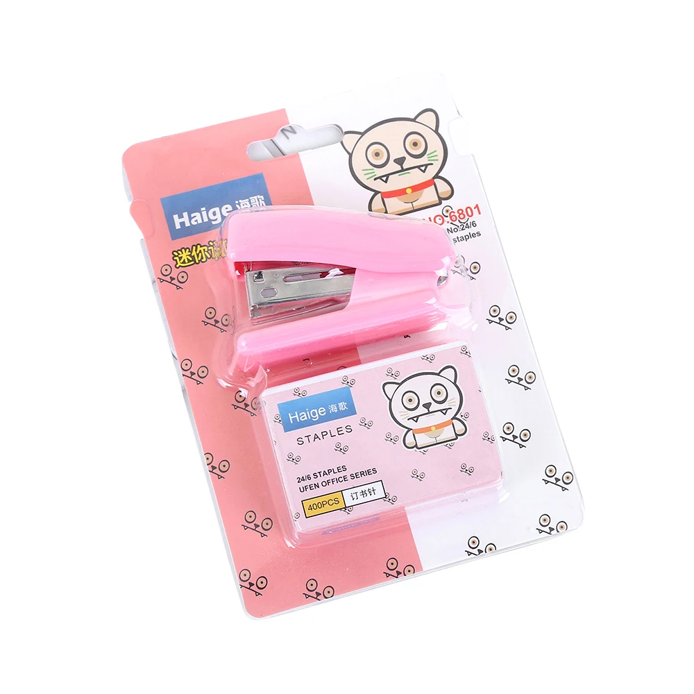 Home Stapler Set Cute Cartoon Stapler Mini Small Stapler Student Stationery Gift come with 400pcs 24/6 needle Nail