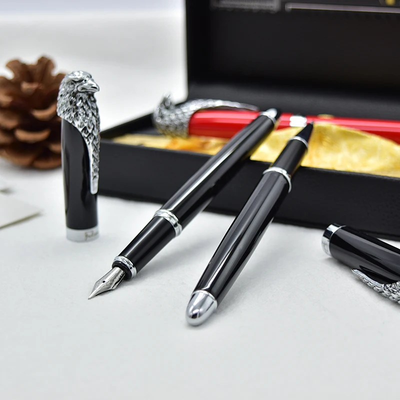 Gift FOUNTAIN Pen Luxury Eagle Design Clip Black Red Metal 0.5mm High-end Gift Pens for Business School Office Supplies