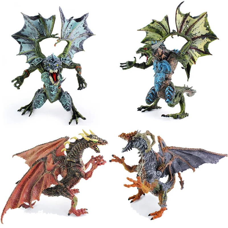 4 Styles Western Magic Dragon Action Figure Model Simulated Monster Sorcery Dragon Car Home Decoration Toy
