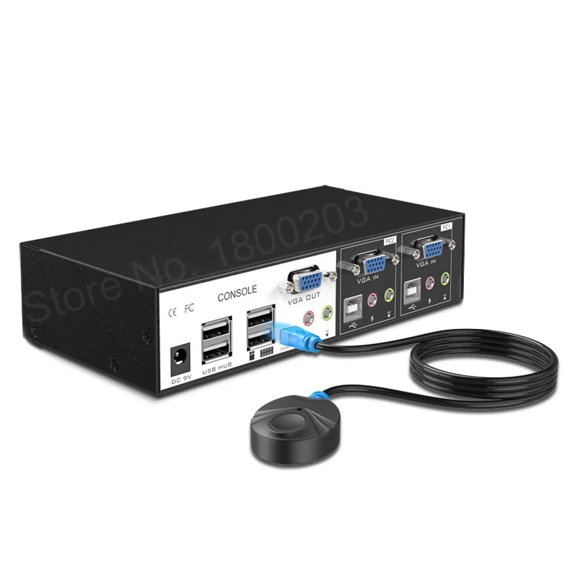 MT-Viki Nieuwe Ontwerp Hoge Klasse VGA USB KVM Switch 2 Port Hotkey Bedrade Afstandsbediening met Audio Mic Originele Kabel Power Adapter