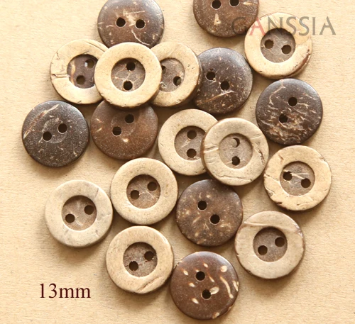 50pcs/lot Size:13mm-18mm Round Coconut Buttons 2 Holes Wooden Button for Sewing Scrapbooking (SS-111)