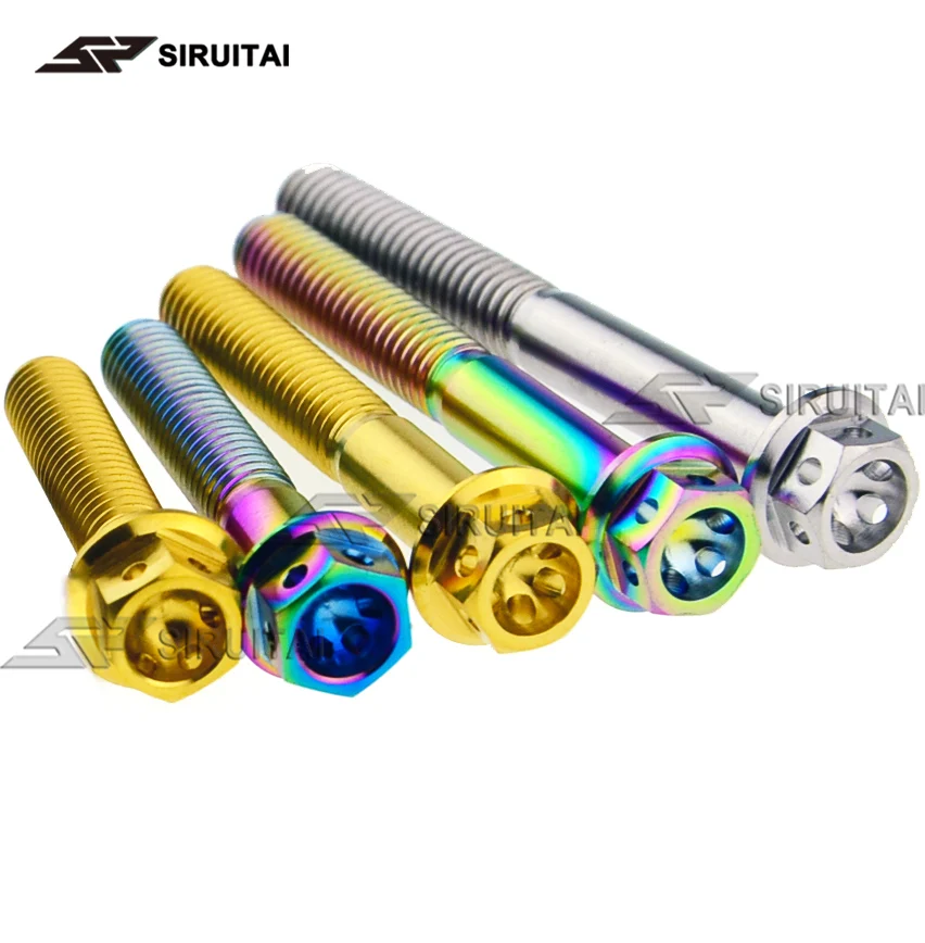 2pcsTitanium screw GR5 flange head screw head with holes M6x10--60mm GR5 material motorcycle shell renovation rep 2pcs