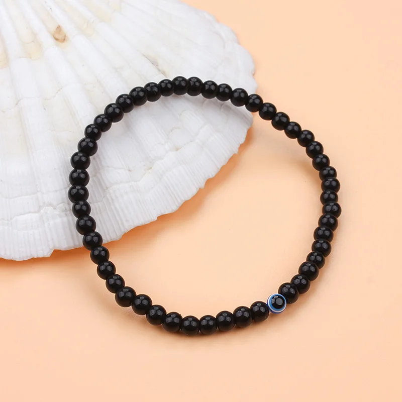 Lucky Eye Black Evil Eye Beaded Bracelets Bangle Yoga Bracelet For Men Women Handmade Jewelry Stone Bracelet EY479