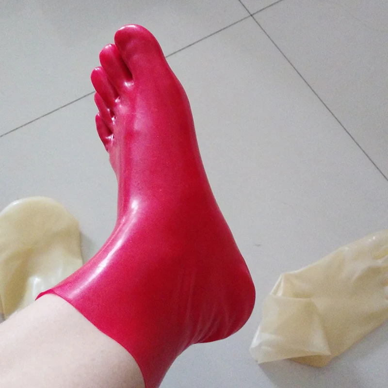 Latex Socks Five-toes Sox sexy stocking tight Anklets seamless  bobbysocks