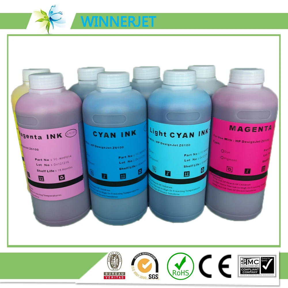 Winnerjet 1000ml x 8color For hp91 Pigment ink for Hp Designjet Z6100 printer