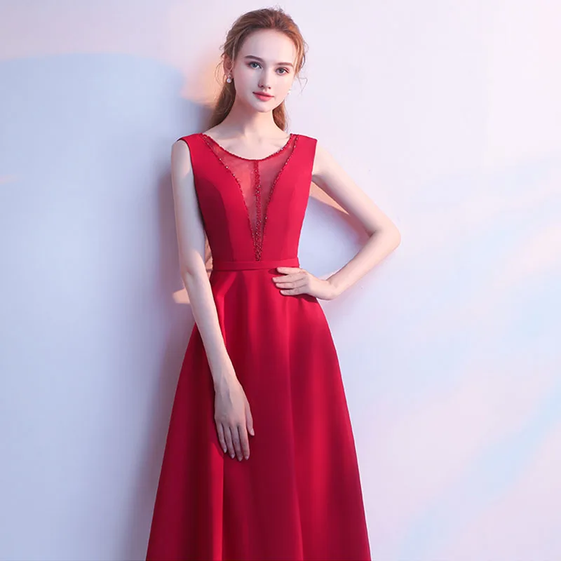 Vestido Corto De Fiesta sin mangas, rojo, para baile De graduación, con cuentas, hasta la rodilla, Formal, sencillo, Corto, 2019