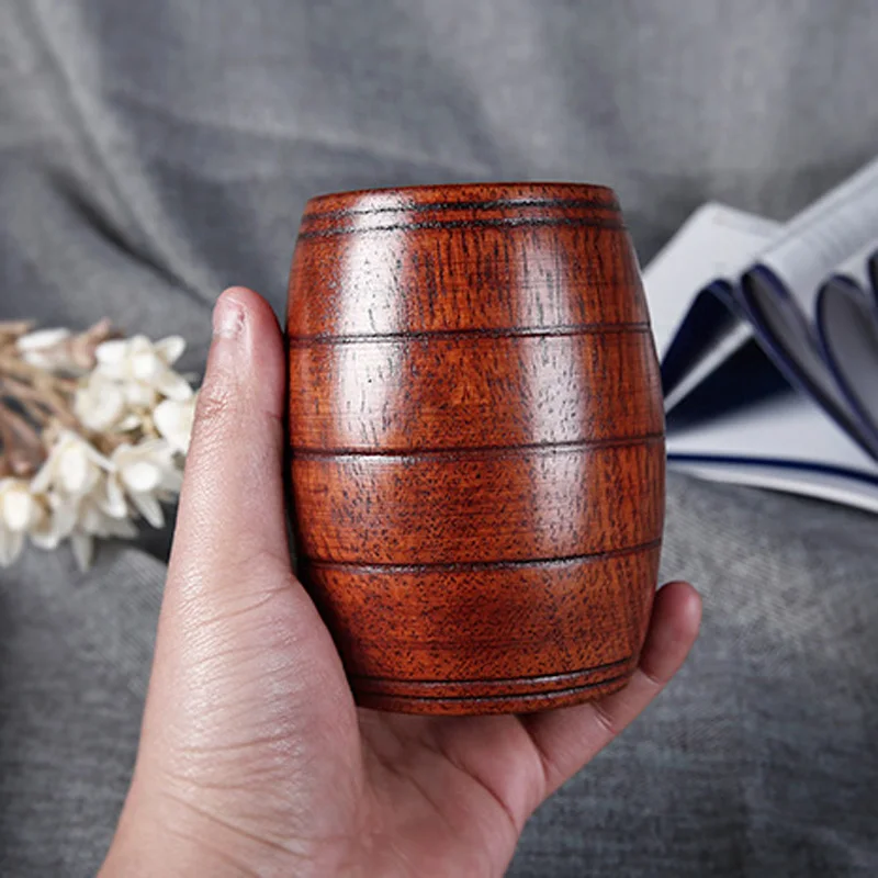 50pcs/lot Classic Style Barrel Shaped Wood Cup Wooden Beer Mugs Coffee Tea Cup Water Mugs Japanese Sake Cup Bar Tool