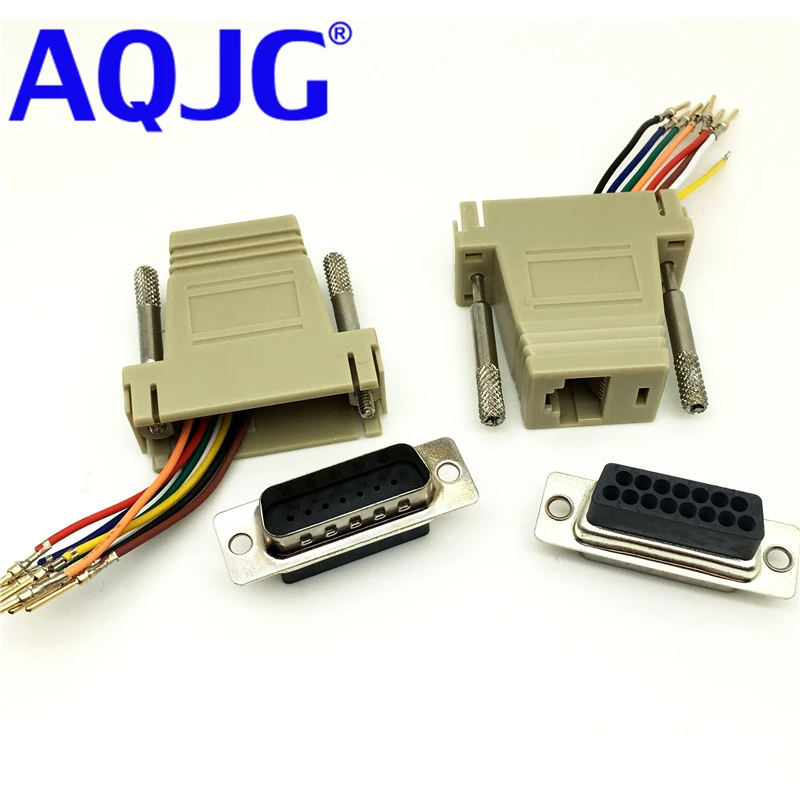 10pcs RS232 DB15 Male Adapter modem adapter DB15 to RJ45 adapter for compatible converter adapter DB15 two row to RJ45 adpater