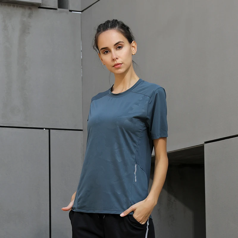 Yoga Running Tee Women Quick Dry Fitness Training Top Sports Mesh Print Short Sleeves Lady O Neck Work Blouse Outdoor T Shirts