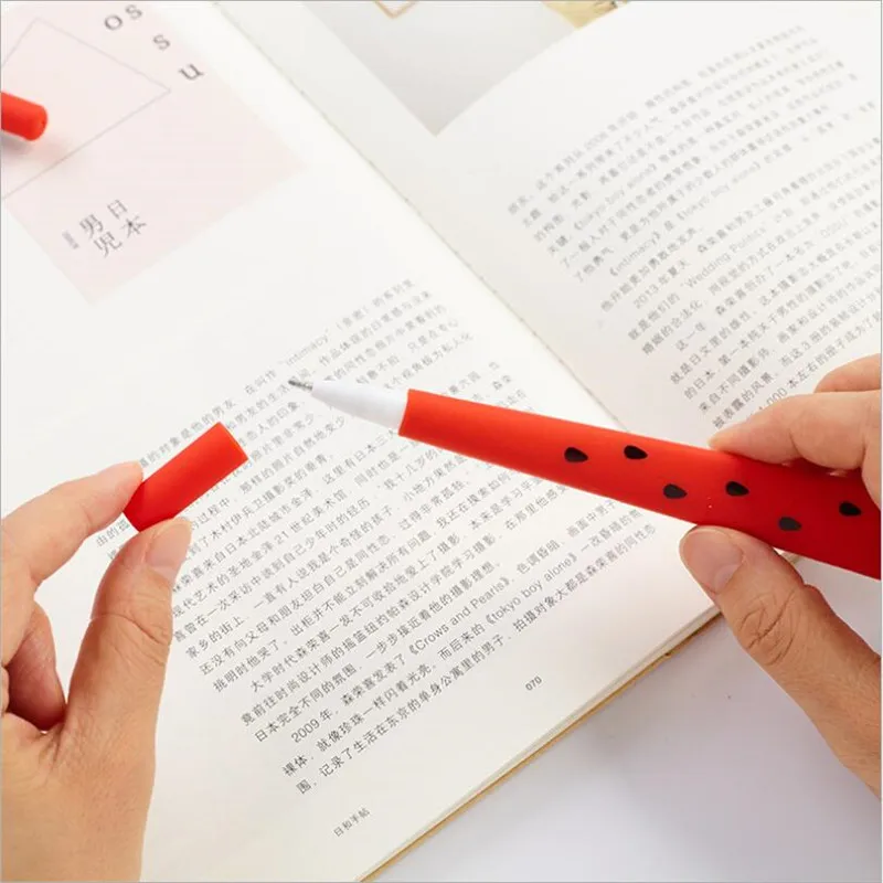 

1Pcs Cute Stationery Watermelon Style Soft Gel Pencil Students 0.5mm Black Pen Water Pens Office Signature Pens School Supplies