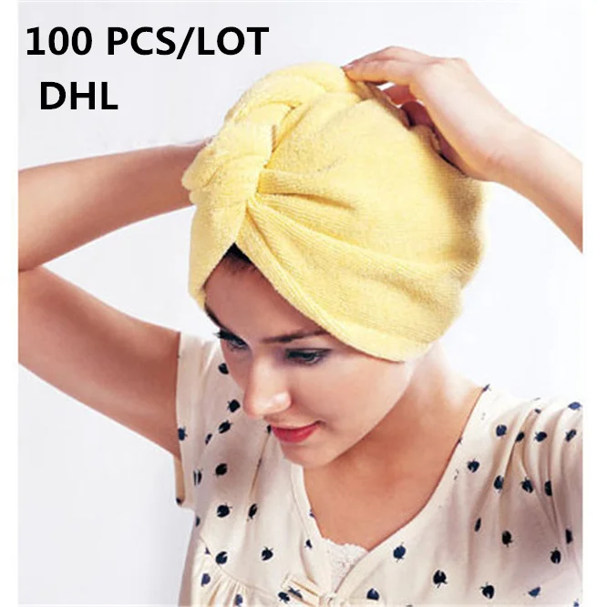 DHL 100PCS superfine fiber Bathroom Quick-drying Women Bath Hair Towel Thicker microfiber Dry Cap Salon Towel Super Absorbent