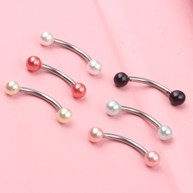 

Ball Eyebrow Rings Steel 16g with Acrylic Pearl Micro Balls NEW 50pcs 6 color mix body piercing