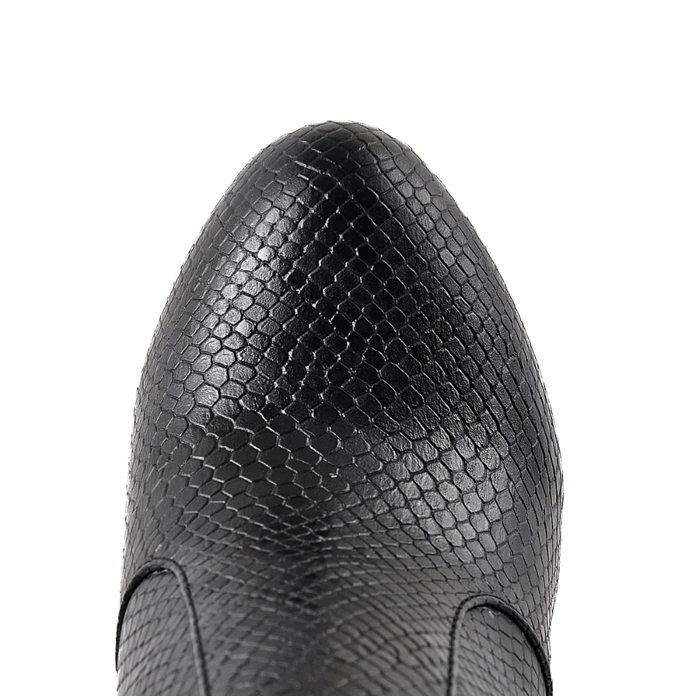 Onlymaker Women Round Toe Platform Ankle Boots Block High Heel Chunky Heels Snake skin Party Big Size Booties Shoes