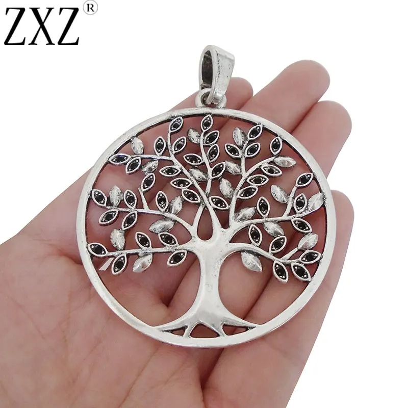 2pcs Antique Gold/Silver Tone Large Tree Charms Pendants for DIY Necklace Jewelry Making Findings 75x59mm