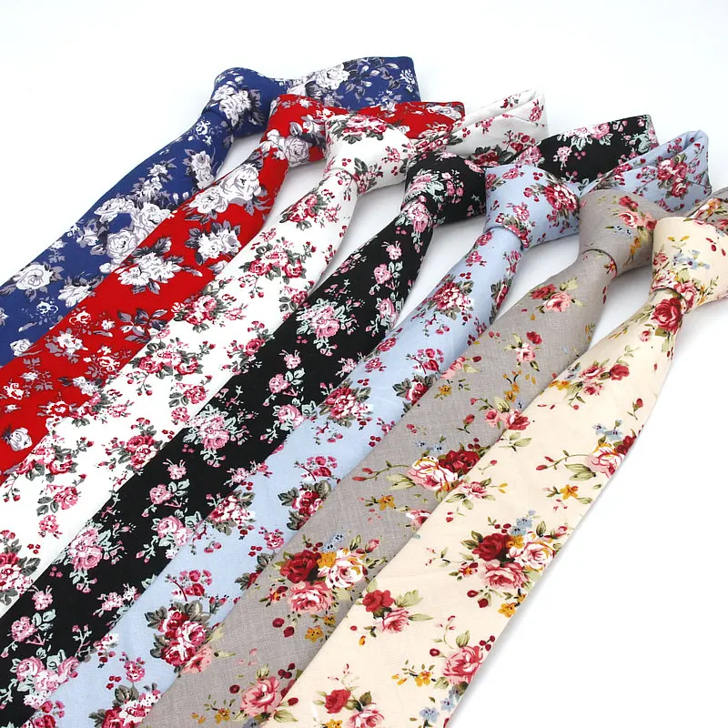 Brand New 100% Cotton Men's Paisley Print Neck Ties For Men Necktie Narrow Slim Skinny Cravate Narrow Flower Neckties Corbatas