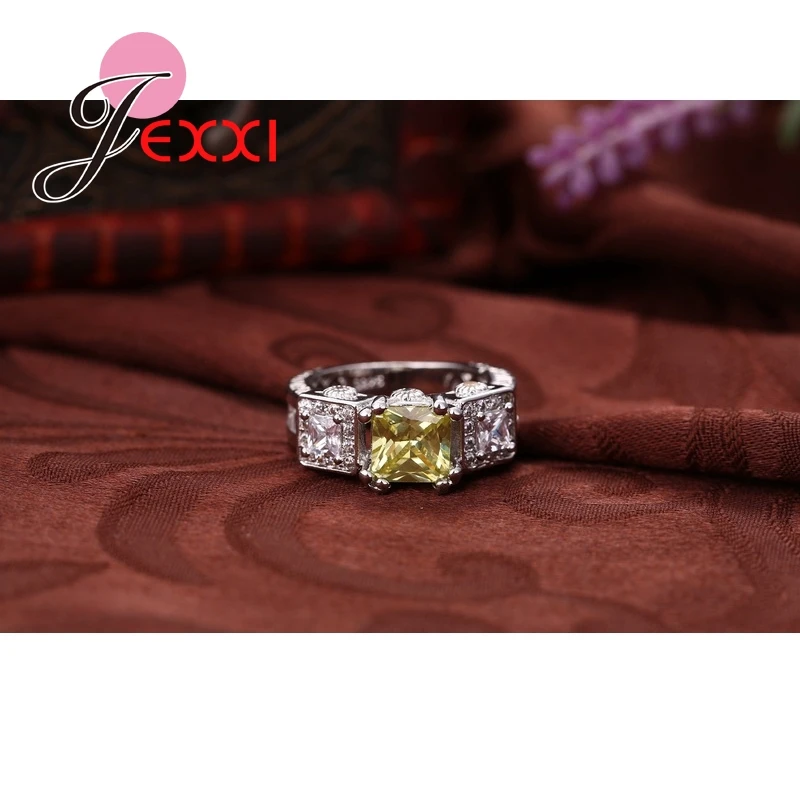 Mode 925 perak murni cincin untuk wanita Kuning Putih cincin pernikahan pertunangan perhiasan Bijoux