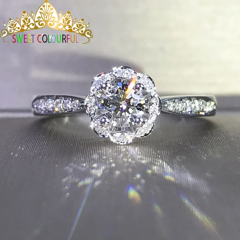 

Wedding 100% Moissanite Diamond Ring Genuine 18K 750 Gold D color VVS MO-0013