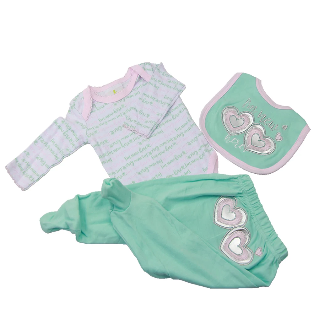 Fashion 22-23 inch Baby Clothes Sets Bib Shirt Pants For Reborn Dolls Colorful 55-57 cm Doll Accessories Baby Girl Clothes