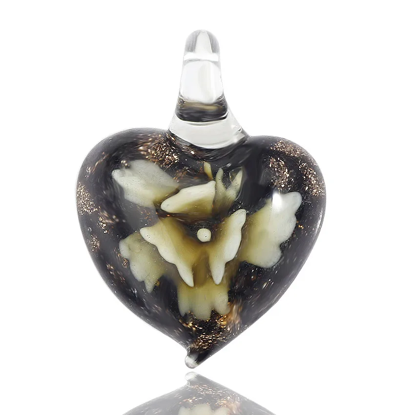 QianBei Fashion Małe Śliczne Urocze Kwiatowe Serce Lampwork Szklane Wisiorki Kolor Wybierz — zdjęcie 5