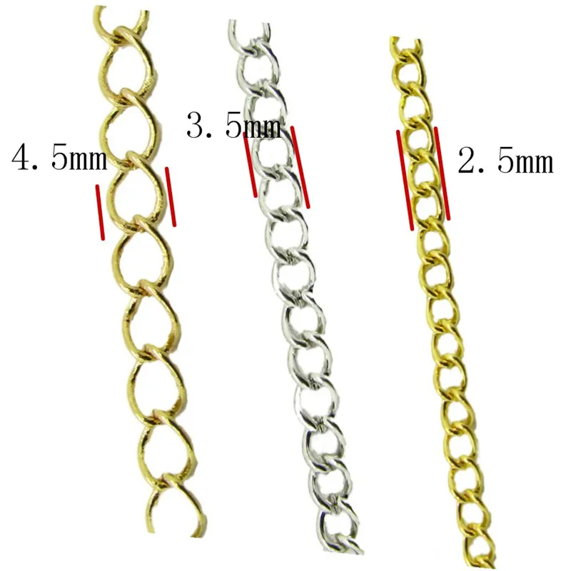 2.5/3.5/4.5mm Width Necklace Chains Rhodium/Silver/KC Gold/Gunblack/Antique Bronze Color Flat Chain for DIY Jewelry Making 2m