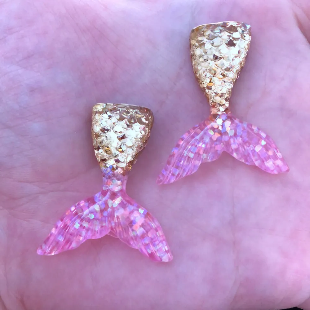 DIY 4pcs Resin Mermaid Tail Flatback Rhinestone Child Manual Works DIY Scrapbook R395