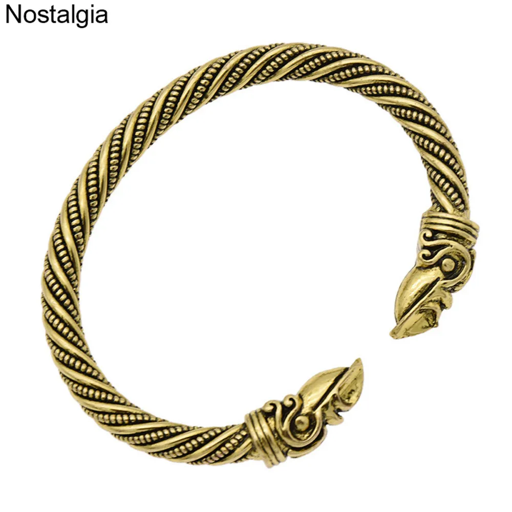 Nostalgia Vikingos Odin Raven Heads Pulseira Viking Jewelry Mens Hand Cuffs Open Nail Bracelet Vikingo Bangle Jwelry For Women
