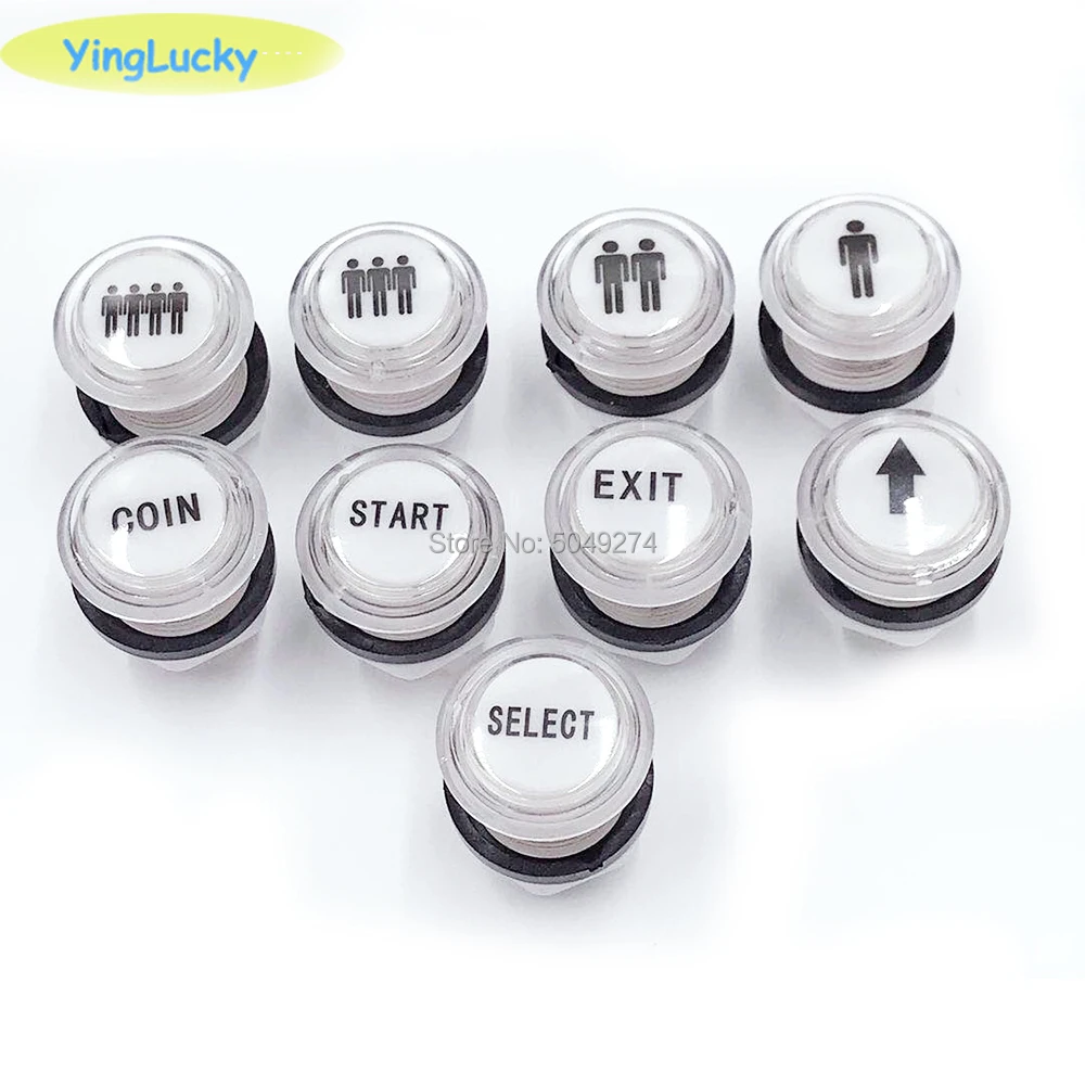 1Pcs 33Mm 12V Led Arcade Push Button Coin 1 Speler 2 Spelers Start Verlichte Knop Arcade Kast accessoires