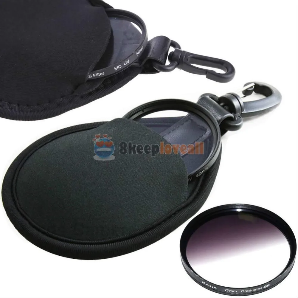 2 in 1 77mm Camera Gradually grey Filter + Lens UV CPL Bag Case Pouch Holder Elastic  Fabric For Can&n nik&n s&ny pentx &lympus