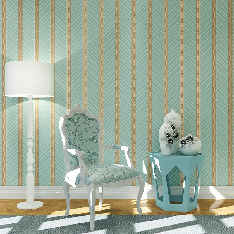 

beibehang Wallpaper green Stripe Wall Paper Papel de Parede damask Wall Paper for Bedroom living Room TV Sofa Background sticker