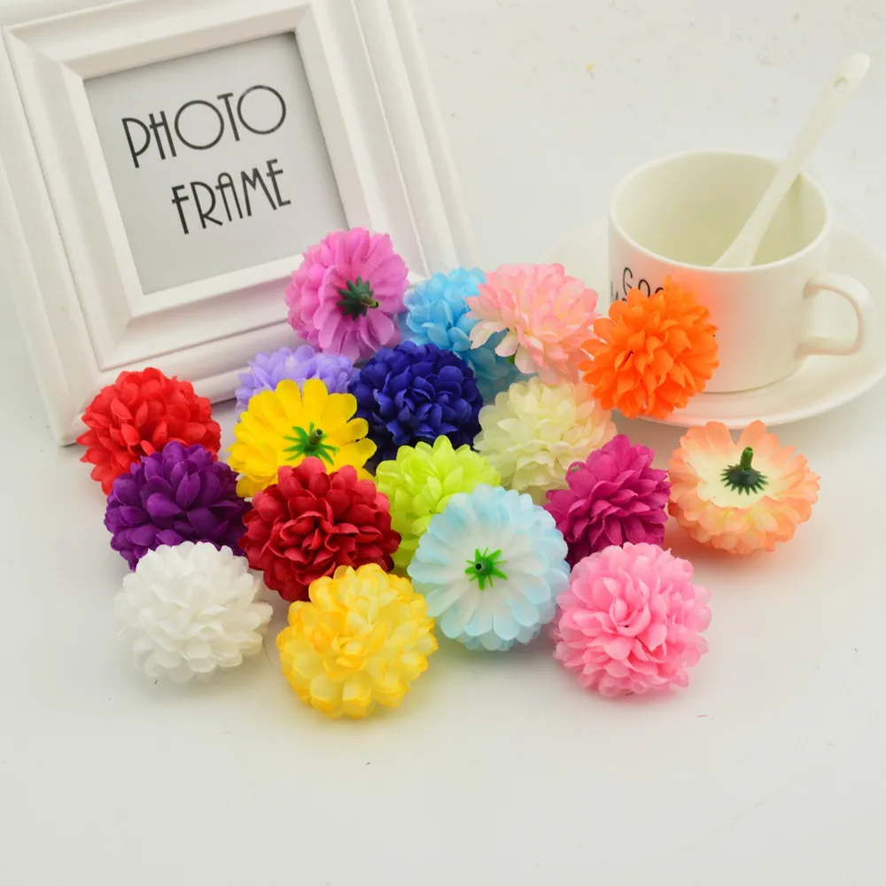 5CM 20 Stück Mehrschichtige Seiden-Chrysanthemenköpfe Künstliche Blumen Günstig für Heim- und Hochzeitsdekoration DIY Kranz Brautstrauß – Detail 5