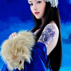 Waterproof Temporary Tattoo Sticker blue peony rose lotus plum flowers tatto stickers flash tatoo fake tattoos for women girl 17