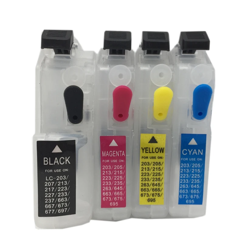 einkshop Refillable Ink Cartridge + QE-665 Chip Resetter For Brother LC203 LC205 LC207 LC211 LC213 LC215 LC217 LC223 LC225