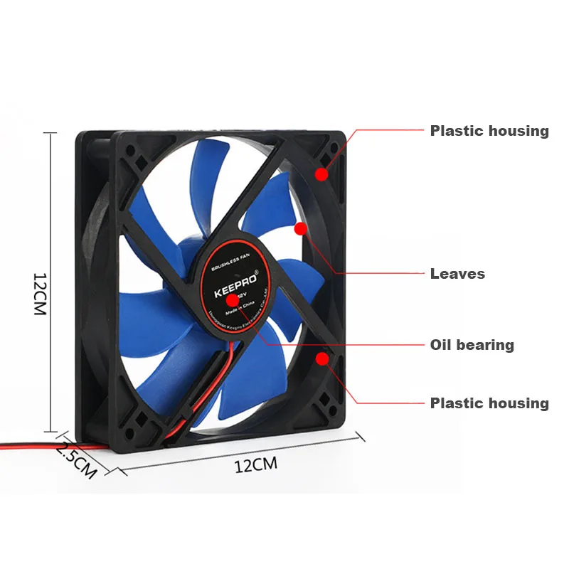 En-Labs PC Computer 120mm Oil Bearing 16dBA Ultra Silent Case Fan Heatsink Cooler Cooling,12CM Fan Power by Molex IDE 4pin