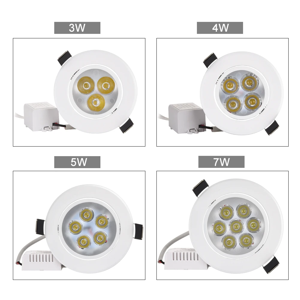 4pcs/lot 3W 4W 5W 7W downlight Epistar LED ceiling lamp Recessed Light Aluminum 110V/220V for home illumination