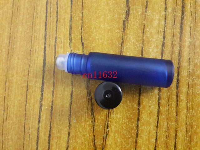 100pcs/lot Free Shipping 10ML blue Imitated glass bottle mini bottle sample bottle With Metal roll on bottle