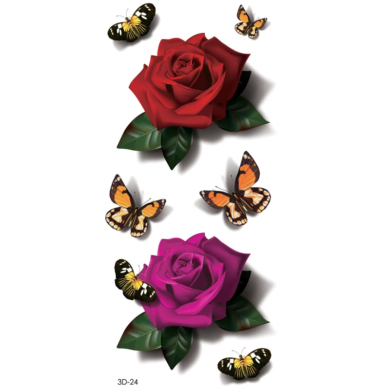 Amazing 3d Butterfly Flash Tattoo Sticker Temporary Body Art, 19*9cm Waterproof Henna Tatoo Summer flower Tatto sticker