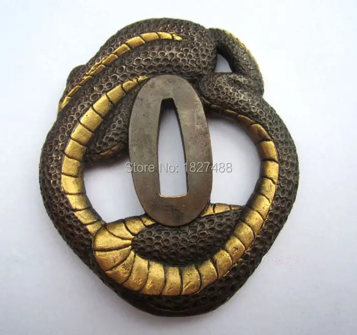 Free Shipping Japanese katana Copper Tsuba WAKIZASHI Sword Accessories W/Snake Design