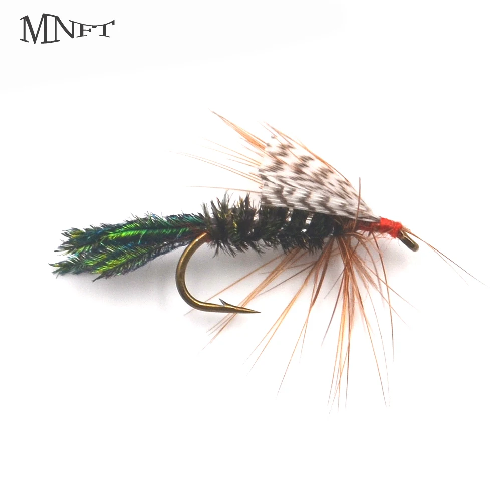 MNFT 10PcsGreen Natural Peacock Herl Feather Fly Tying Flies Nymph Scud Fly Fishing Flie for Fly Trout Fishing Lures insect Bait