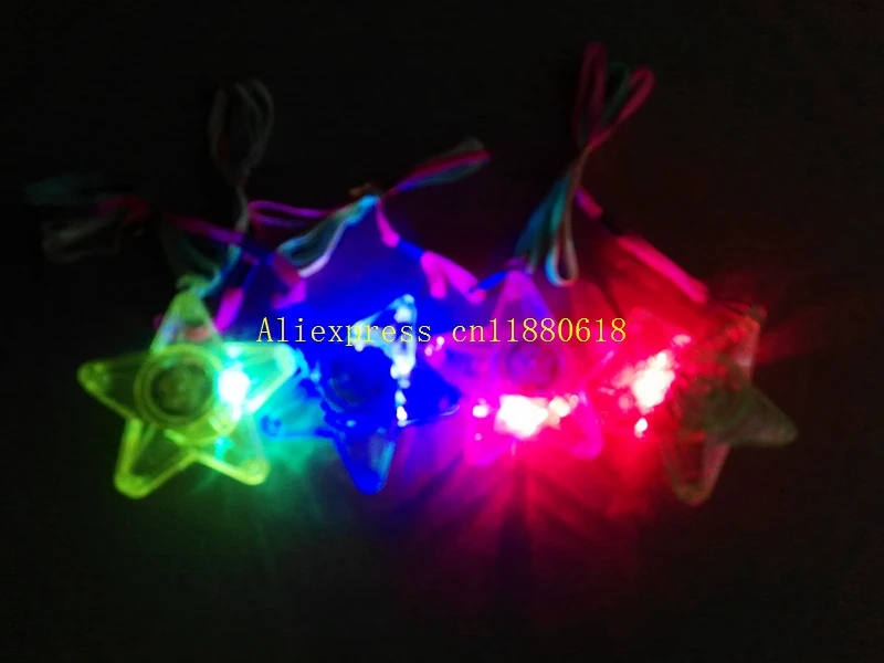 144pcs/lot Free Shipping LED Glowing Little Star Necklace Flashing Light Kids Toys Birthday Concert Festvial Party Favors