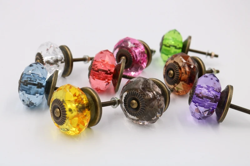 1x Colorful 38mm Furniture Knob Cabinet Knob Cupboard Closet Drawer Dresser Knob Handle Acrylic Crystal Pull