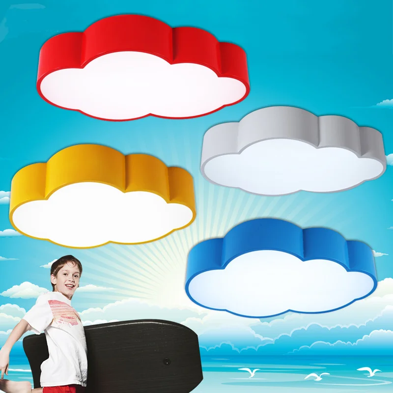 

LED Cloud kids room lighting children ceiling lamp Baby ceiling light with yellow blue red white for boys girls bedroom fixtures