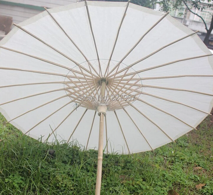 (50 pieces/lot) New White Color Long-handle Bridal Wedding Paper Parasols Chinese craft umbrellas Diameter 23.6 inches