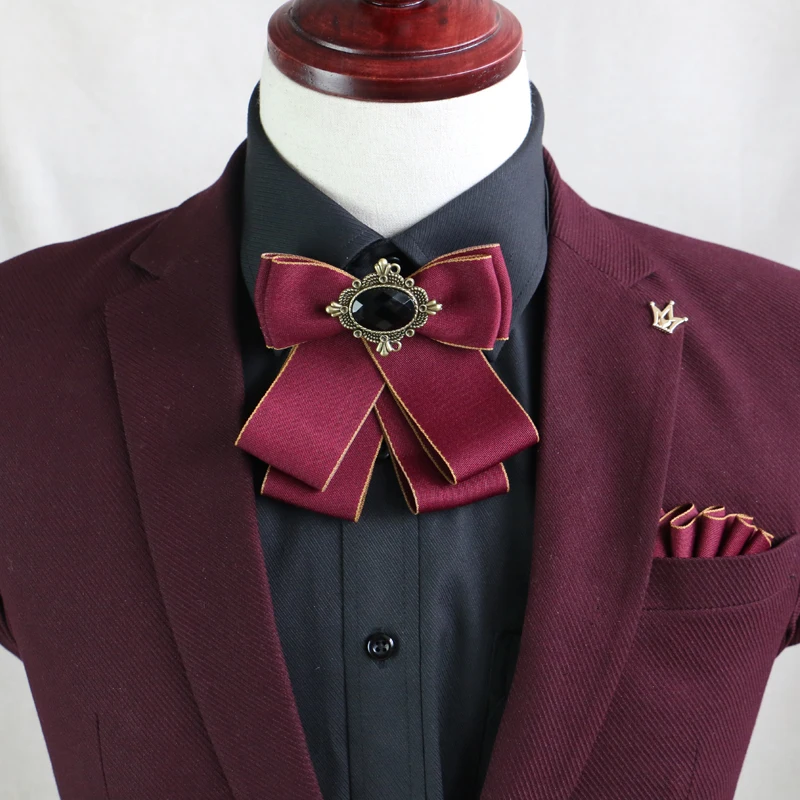 New Free Shipping fashion male MEN'S wedding groom Groomsmen Korean bow collar Brooch retro blouse tie presided Headdress