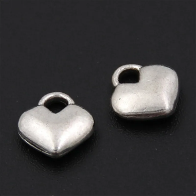 100pcs  Silver Color 2 Sides Heart Charms Pendants Jewelry Making DIY Handmade Craft A2556