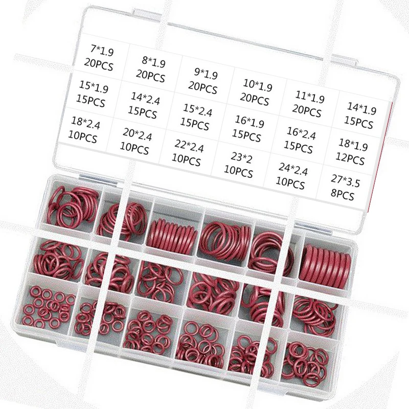 HNBR Rubber R134a R12 Red For Car Automotive A/C Air Conditioning System O-Ring Seal Kit Assortment Set