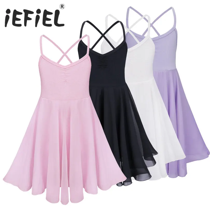 IEFiEL Không Tay Trẻ Em Trẻ Em Nhảy Múa Ba Lê Tutu Váy Đầm Voan Ba Lê Dancewear Đầm Leotard Ballerina Nhảy Múa Quần Áo