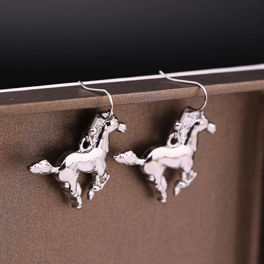 My Shape Sporty Running Horse Earrings Animal Silver Plated Dangle Earrings for Cowgirl Women Accessories Gift for Horse Lovers